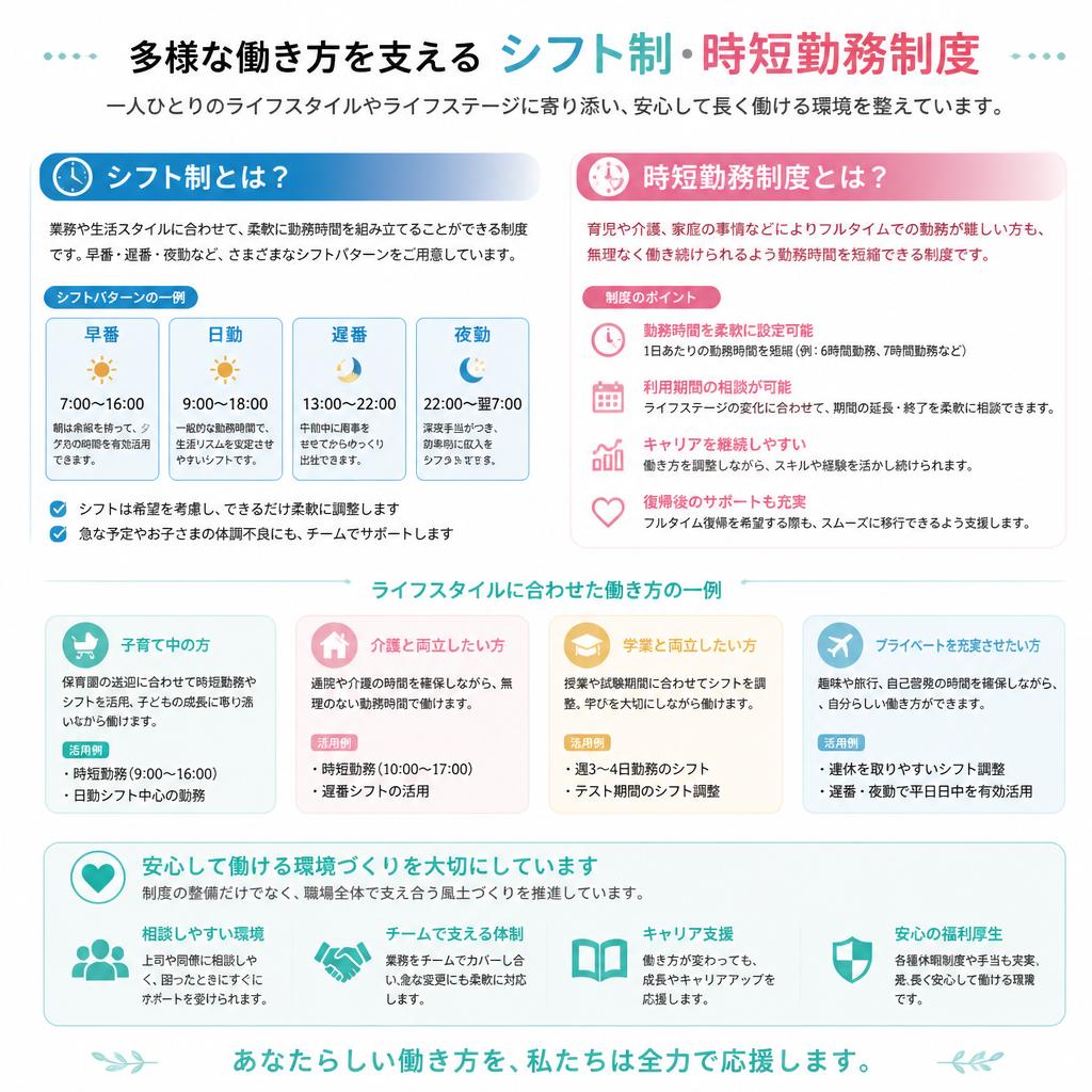 柔軟な勤務体制でライフスタイルに合わせた働き方