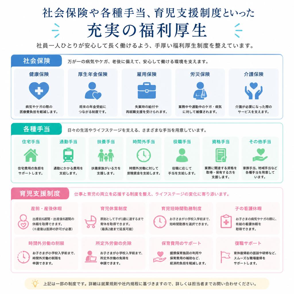 安心の福利厚生で生活をサポート