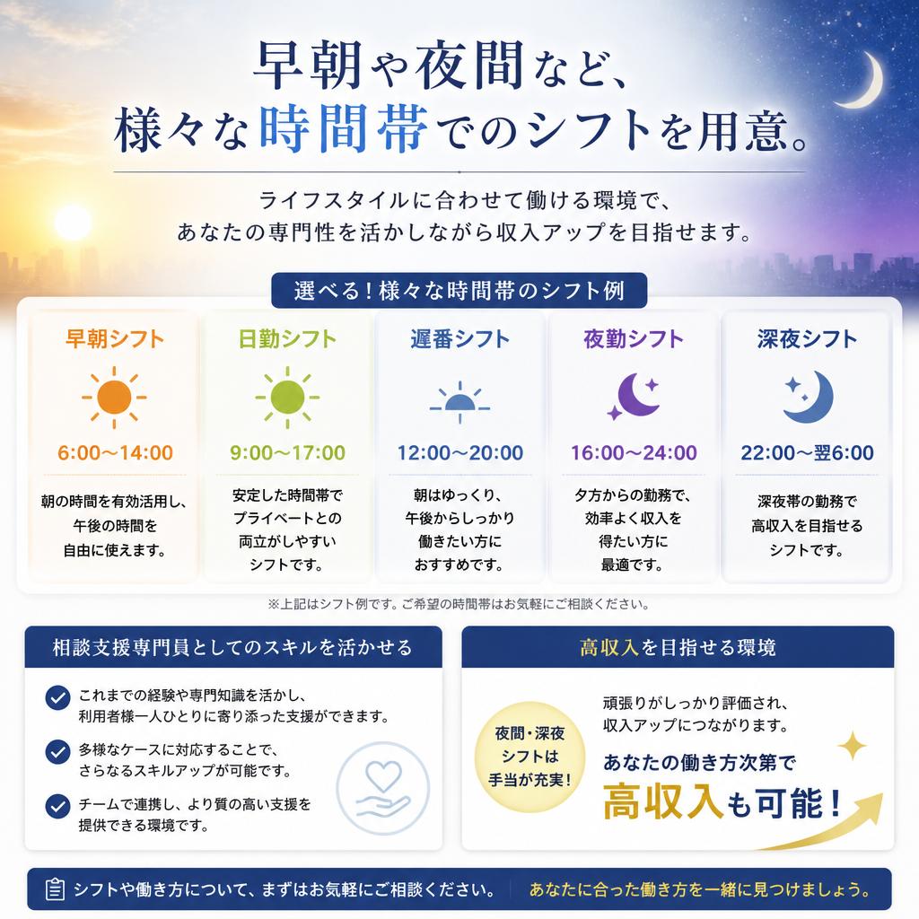 2. 幅広い時間帯での勤務が可能
