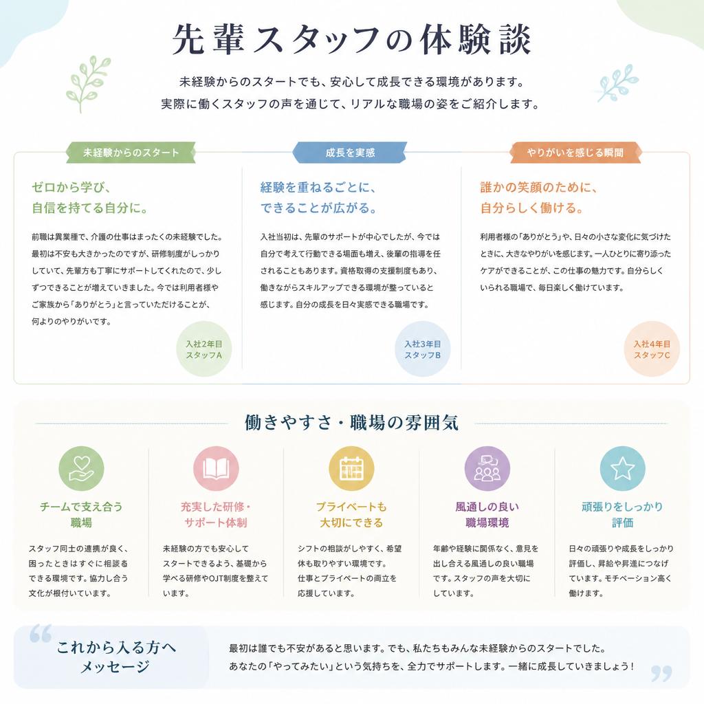 実際の職場の声をお届け！