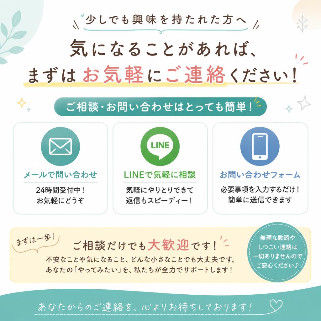 今すぐ一歩を踏み出そう！お問い合わせ
