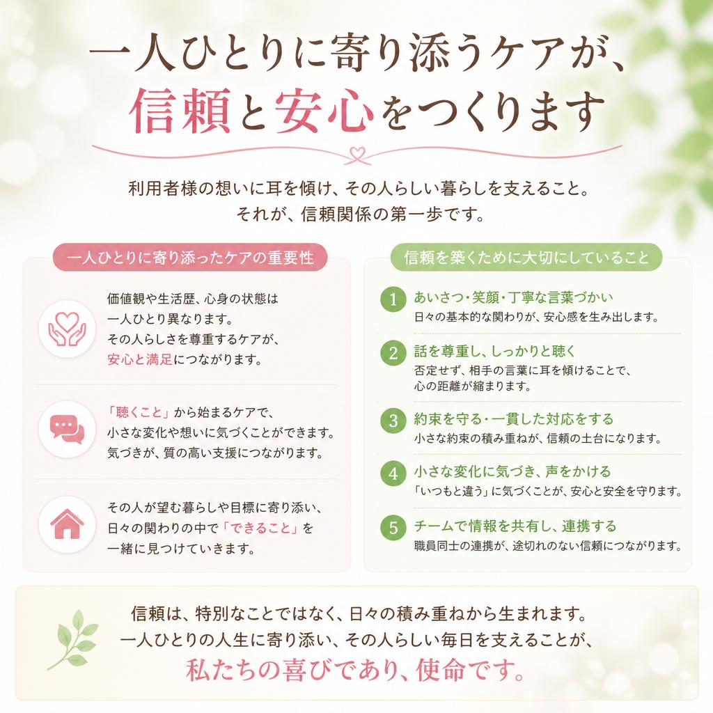 5. 利用者様との密な関係作り