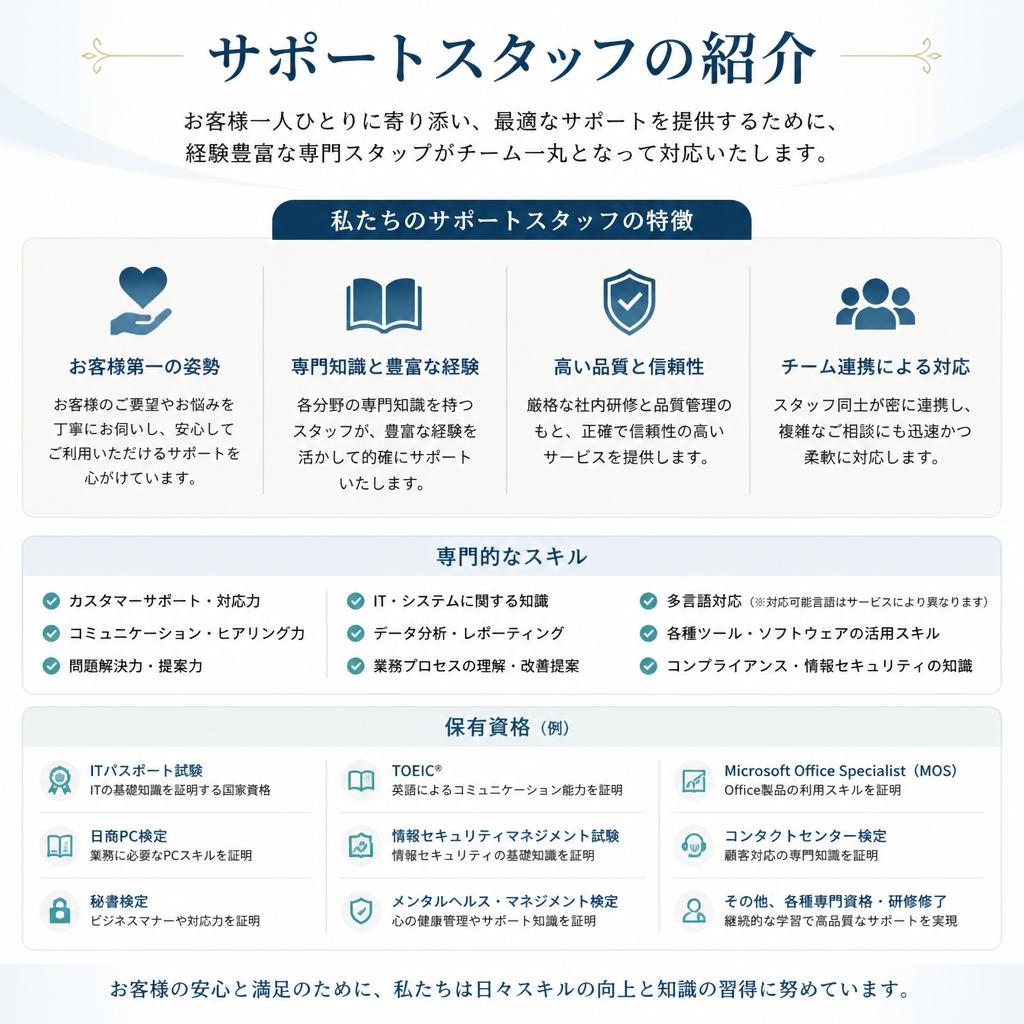 経験豊富なサポートスタッフ