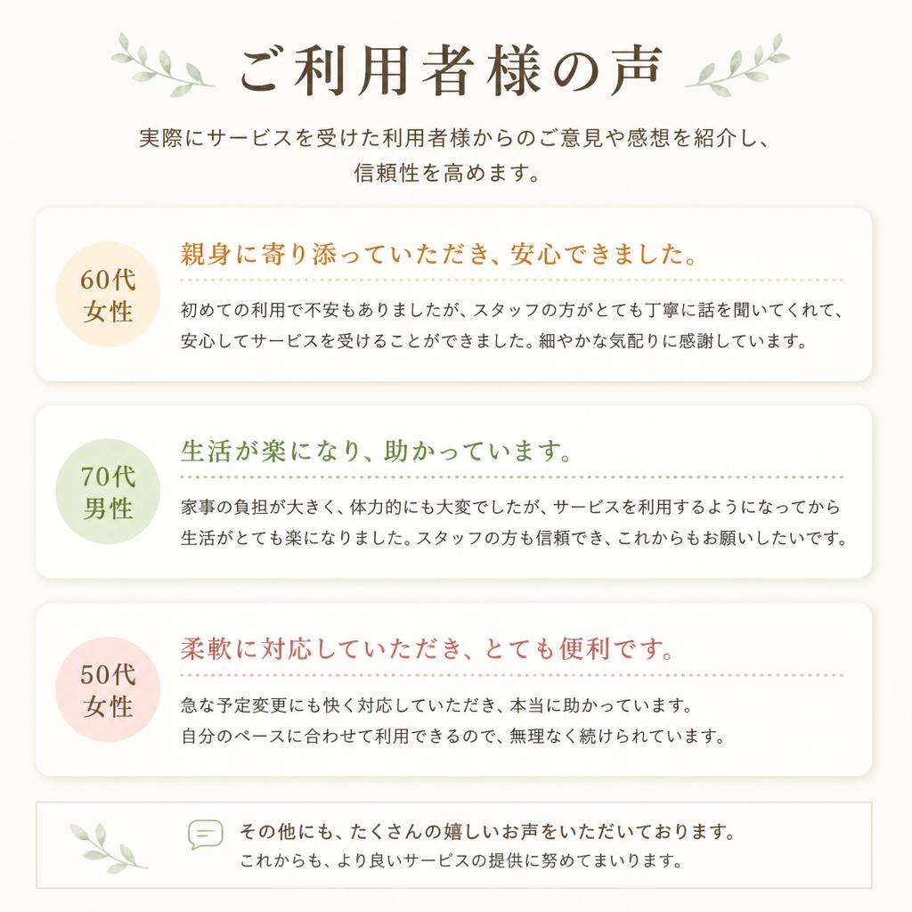 利用者様の声