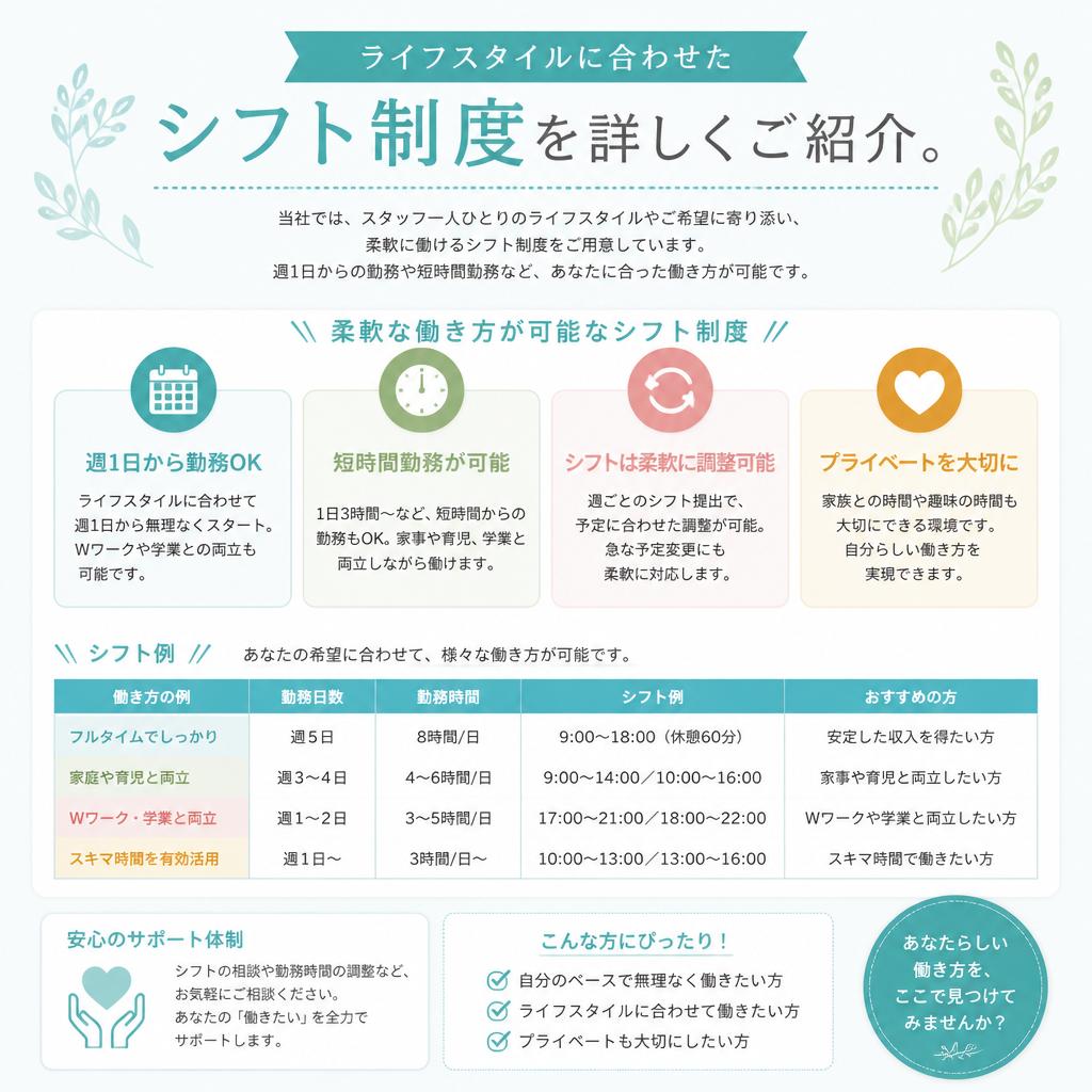 4. フレキシブルな勤務体制