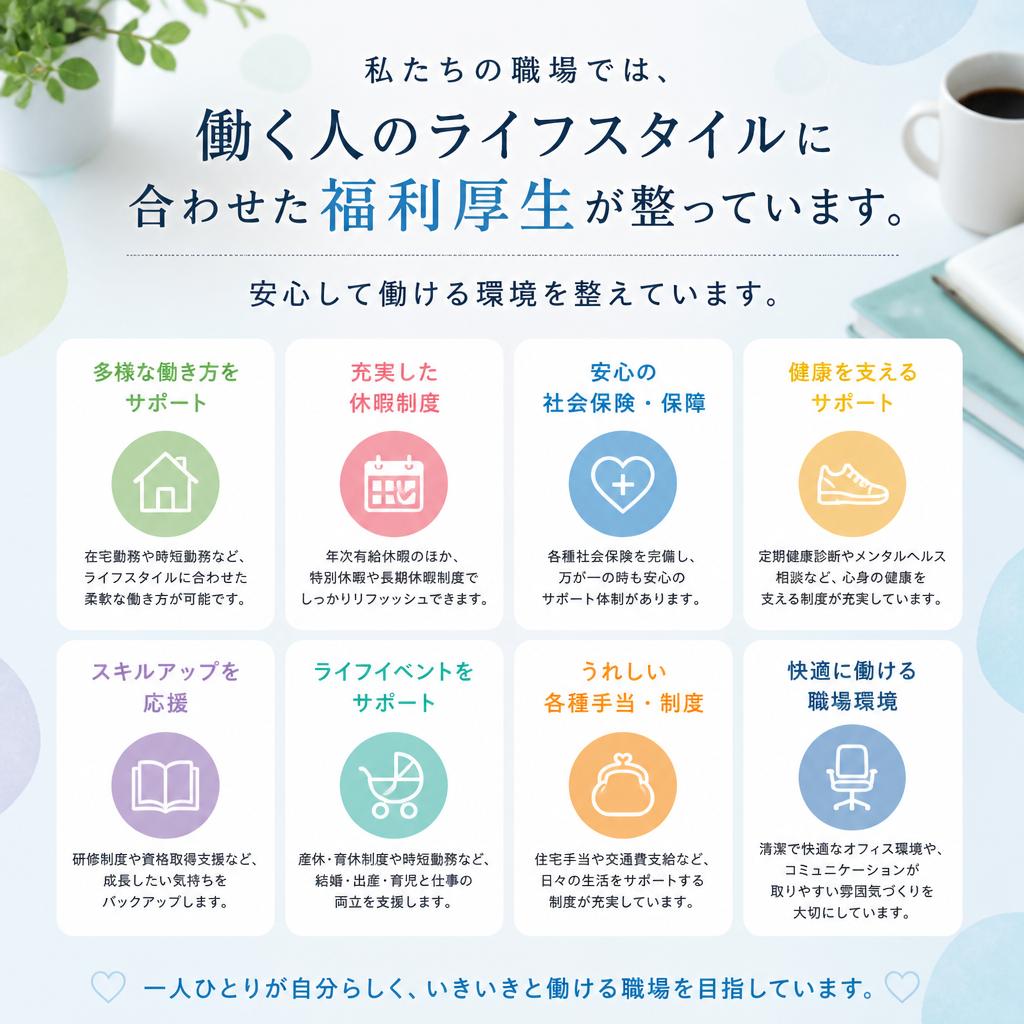 働きやすさも考慮した福利厚生