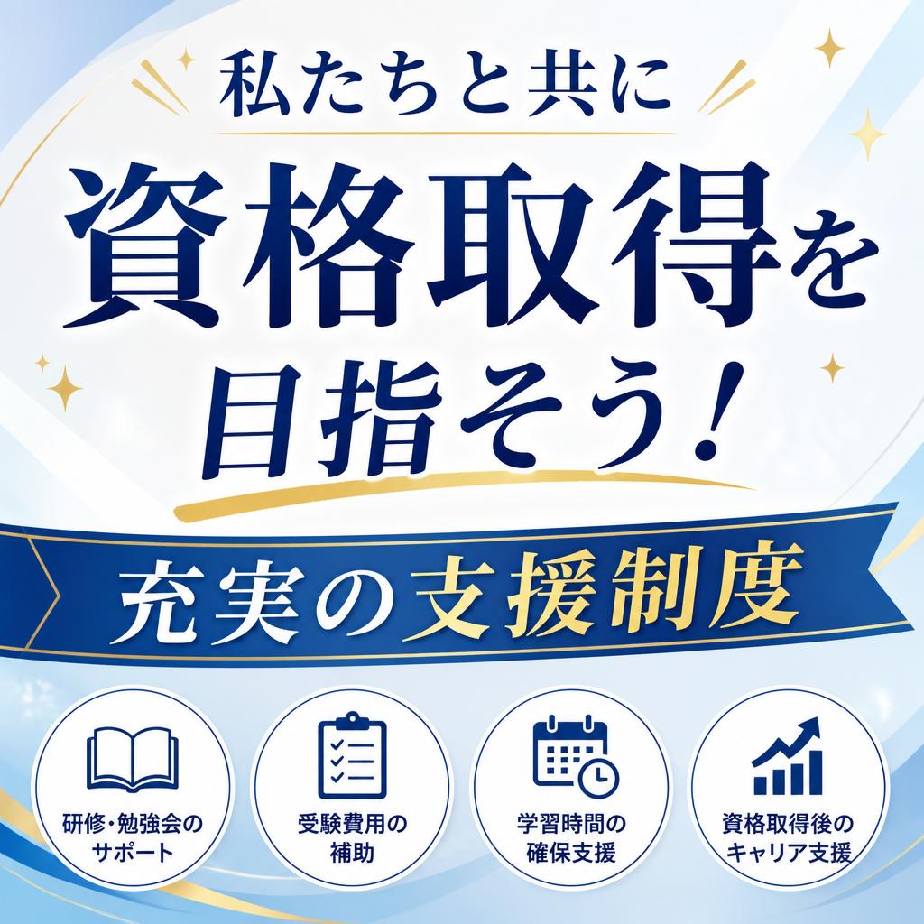 私たちと共に資格取得を目指そう！充実の支援制度