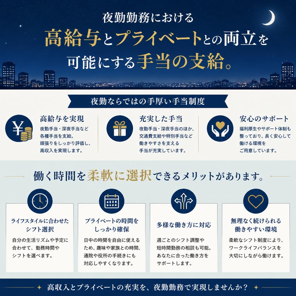 夜勤求人の魅力とは？