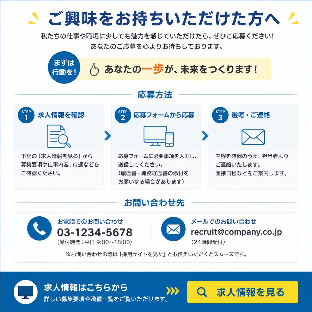 今すぐ応募・お問い合わせ！